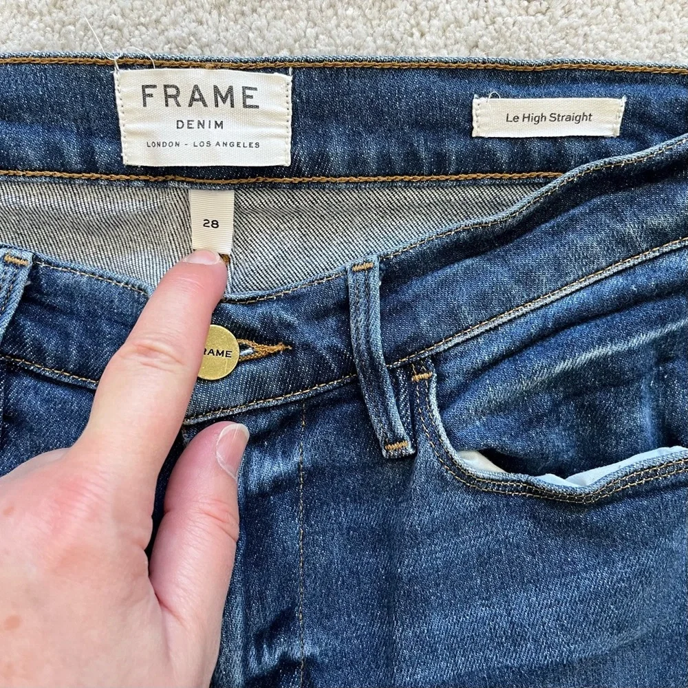 FRAME Le High Straight Asymmetrical Hem Jeans Size 28 Modern Contemporary - Picture 4 of 10